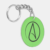 Porte-clés Symbole athée : noir sur vert citron (Devant gauche)