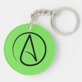Porte-clés Symbole athée : noir sur vert citron (Dos)
