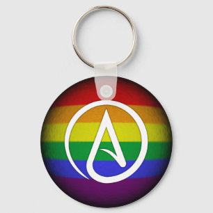 Porte-clés Symbole athée sur arc-en-ciel