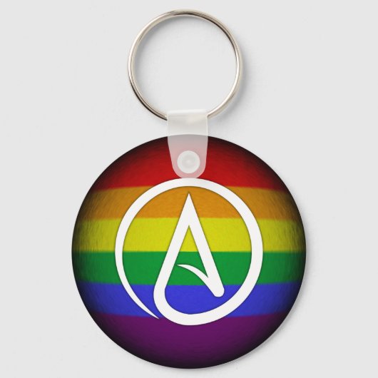 Porte-clés Symbole athée sur arc-en-ciel (Recto)