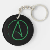 Porte-clés Symbole athée : Vert sur noir (Dos)