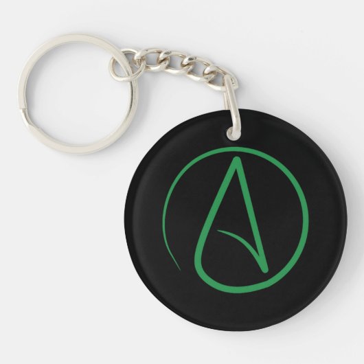 Porte-clés Symbole athée : Vert sur noir (Devant)