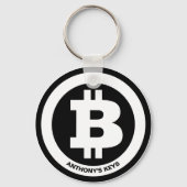 Porte-clés Symbole Bitcoin noir et blanc Message personnalisé (Recto)