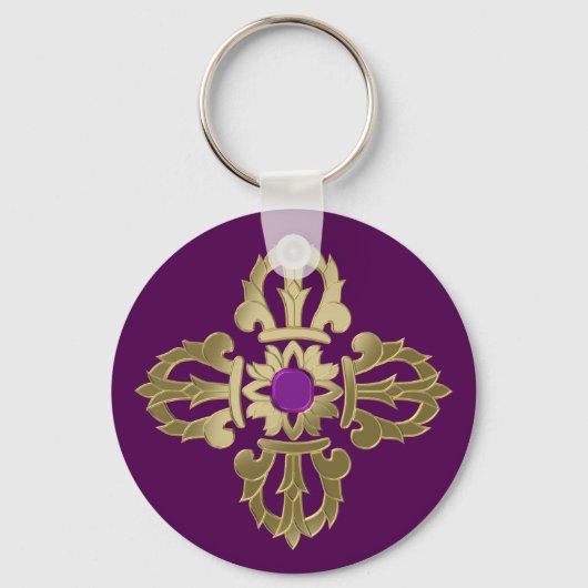 Porte-clés Symbole bouddhiste doré Vajra (Recto)