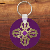 Porte-clés Symbole bouddhiste doré Vajra (Recto)