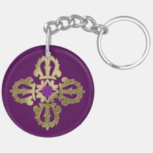 Porte-clés Symbole bouddhiste doré Vajra