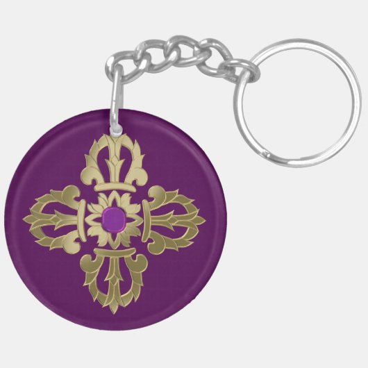 Porte-clés Symbole bouddhiste doré Vajra (Dos gauche)
