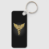 Porte-clés Symbole caducee polygonale en or (Verso)