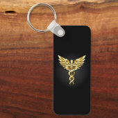 Porte-clés Symbole caducee polygonale or (Recto)