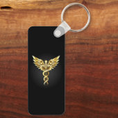 Porte-clés Symbole caducee polygonale or (Verso)