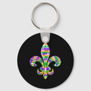 Porte-clés Symbole carnaval Tie Dye Fleur De Lis Mardi Gras N