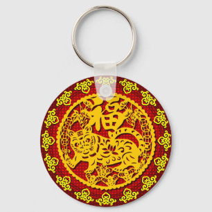 Porte-clés Symbole chinois de la bonne fortune