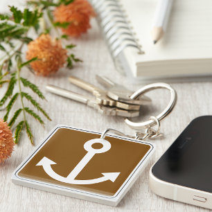 Porte-clés Symbole d'ancre nautique Panneau marron marina