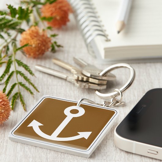 Porte-clés Symbole d'ancre nautique Panneau marron marina