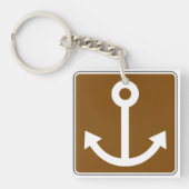 Porte-clés Symbole d'ancre nautique Panneau marron marina (Devant)