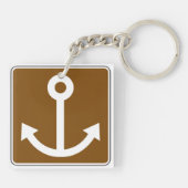 Porte-clés Symbole d'ancre nautique Panneau marron marina (Dos)