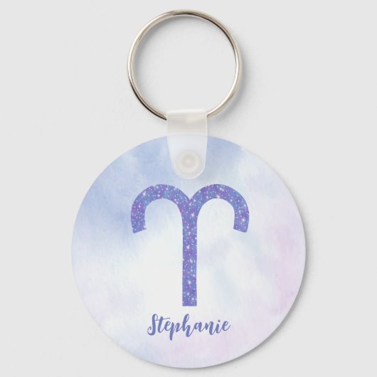 Porte-clés SYMBOLE D'Astrologie Bélier Personnalisé Violet (Recto)