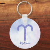 Porte-clés SYMBOLE D'Astrologie Bélier Personnalisé Violet (Recto)