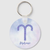 Porte-clés SYMBOLE D'Astrologie Bélier Personnalisé Violet (Verso)