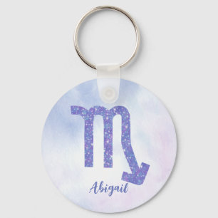 Porte-clés SYMBOLE D'Astrologie Scorpio Personnalisé Violet