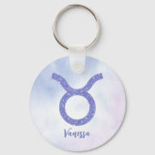 Porte-clés SYMBOLE D'Astrologie Taurus Cute Personalisé Viole (Verso)