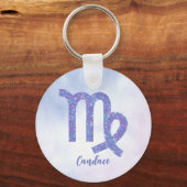 Porte-clés Symbole d'astrologie Virgo personnalisé violet (Verso)