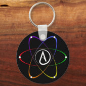 Porte-clés Symbole d'atome athée arc-en-ciel blanc (Recto)