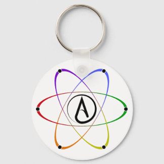 Porte-clés Symbole d'atome athée arc-en-ciel noir