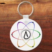 Porte-clés Symbole d'atome athée arc-en-ciel noir (Recto)
