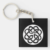 Porte-clés Symbole de cercle en entrelacs celtique noir et bl (Devant)