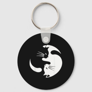 Porte-clés Symbole de chat Yin Yang Chat noir et blanc mignon