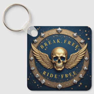 Porte-clés ☠️ Symbole de halo de crâne en or Cadeau pour les
