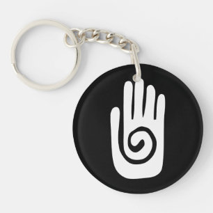 Porte-clés symbole de la main Hopi guérir spirale paume améri