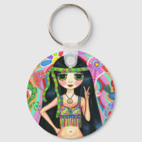 SYMBOLE DE LA PAIX Porte - clé Fille Hippie