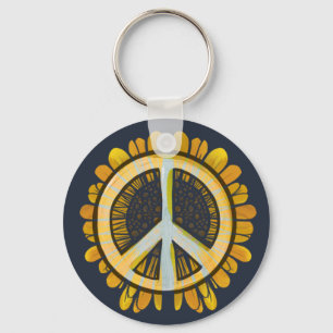 Porte-clés Symbole de la paix tournesol tournesol Monde Paix