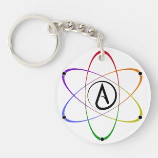 Porte-clés Symbole de l'atome athée arc-en-ciel