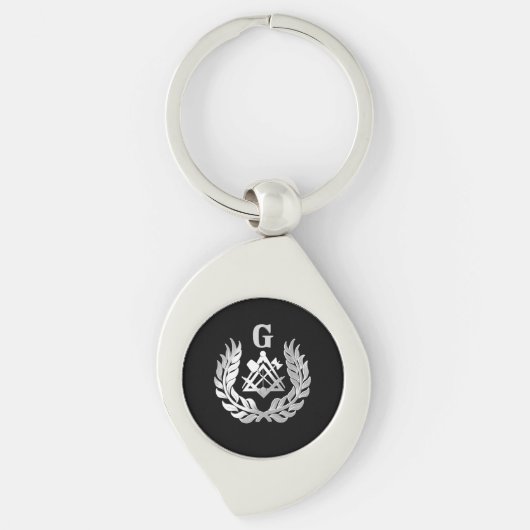 Porte-clés Symbole de maçonnerie en argent (Devant)