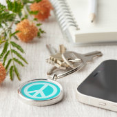 Porte-clés Symbole de paix Aqua doux (Côté)