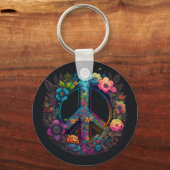 Porte-clés SYMBOLE DE PAIX DE NEON Floral (Recto)