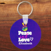 Porte-clés Symbole de paix et d'amour Arc-en-ciel (Recto)