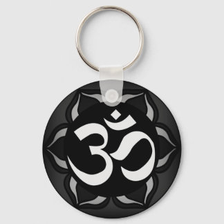 Porte-clés Symbole de paix noir et blanc Om