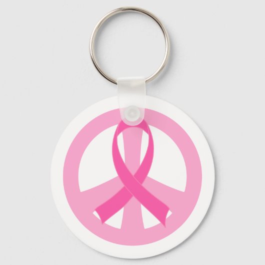 Porte-clés Symbole de paix rose cancer du sein (Recto)