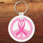 Porte-clés Symbole de paix rose cancer du sein (Recto)
