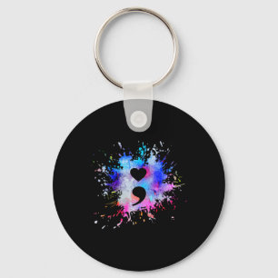 Porte-clés Symbole de point-virgule de cœur graphique aquarel