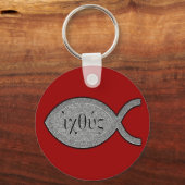 Porte-clés Symbole de poisson chrétien IXOYE - Effet de pierr (Recto)