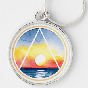 Porte-clés Symbole de rétablissement sobre Coucher de soleil
