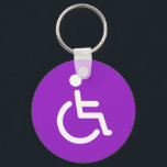 Porte-clés Symbole désactivé ou signe de handicap violet pour<br><div class="desc">Clavier muni d'un panneau blanc et violet ou d'un symbole de handicap avec un homme handicapé assis dans un fauteuil roulant. Version fillette du symbole classique utilisé pour le stationnement pour personnes handicapées,  les toilettes pour personnes handicapées et handicapées et plus encore. Aussi disponible en d'autres couleurs.</div>