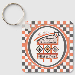 Porte-clés Symbole d'Halloween Vintage rétro - Tricoter ou tr