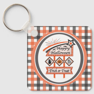 Porte-clés Symbole d'Halloween Vintage rétro - Tricoter ou tr
