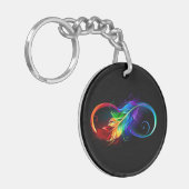 Porte-clés Symbole d'infini avec plume arc-en-ciel (Devant gauche)